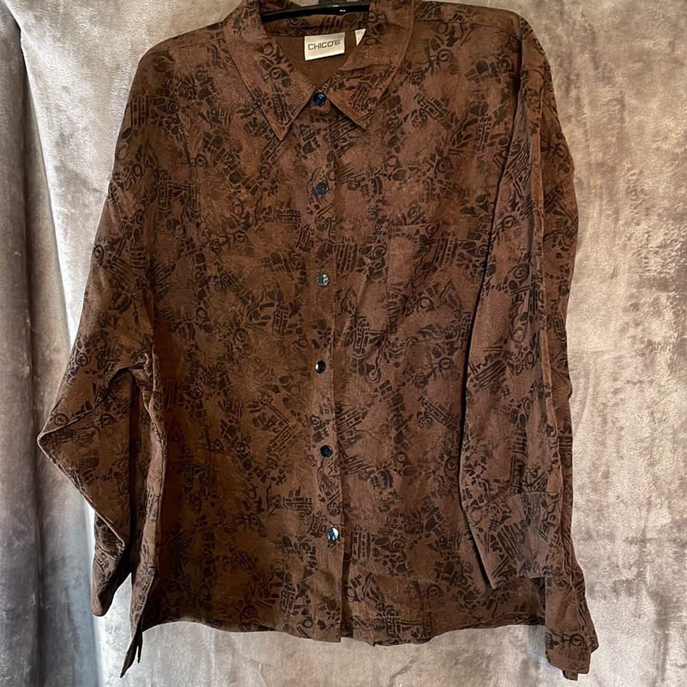 NWT Chico’s Size 3 (16) Jazz Horns Byblos 3/4 Sleeves Color: Java